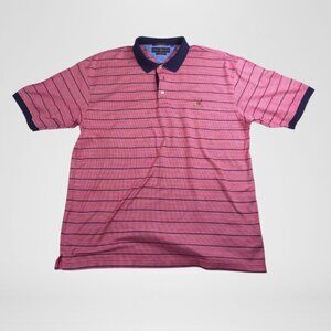 Tommy Hilfiger Golf Red Striped Polo Shirt Men’s XL Short Sleeve